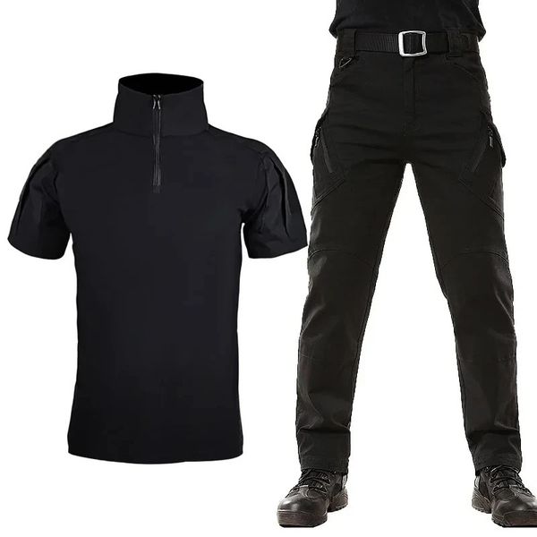 Uniformes d'été fixés pour les hommes camouflage respirant multicam costume noir