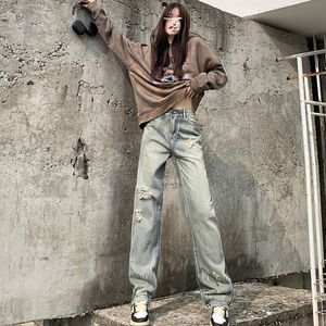 Jeans en détresse unisexe d'été, tendance paresseuse de la rue des hommes, pantalon artistique et à la mode YD728-P40