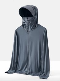 Été UPF 100 UV preuve peau manteaux hommes respirant léger mince Cool Nylon Protection solaire à capuche coupe-vent vestes décontractée 8XL 240115