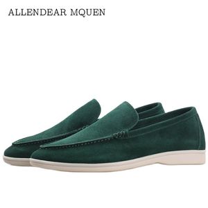 Zomervakantie LP Suede Loafers Men 2024 Nieuwe stijl Fashion Flat Formal Casual Walking Pure Handmade Leather Shoes 39-46