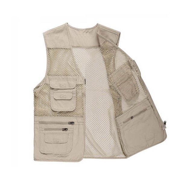 Gilet d'été en maille pour hommes, gilet de photographie multi-poches, vêtements multifonctions sans manches