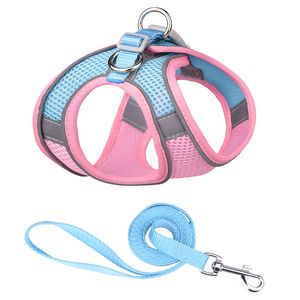 Laisses pour chiens de style gilet d'été sangle de poitrine respirante réfléchissante pour animaux de compagnie laisse pour chiens de petite et moyenne taille