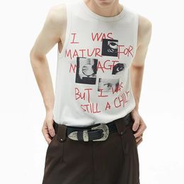 T-shirts d'été Vintage avec lettres imprimées pour hommes, vêtements Grunge Y2K, sans manches, Slim, Sexy, débardeurs décontractés, 240313