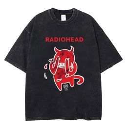 T-shirt d'été vintage pour hommes Radiohead Print TShirt 100% coton ondulé hip-hop vêtements de rue haut respirant décontracté Y2K vêtements 230711