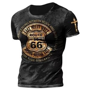 Été Vintage US Route 66 T-shirts Pour Hommes Impression 3D Lâche Tops T-shirts Col Rond À Manches Courtes Confortable T-shirt Hommes Vêtements 220607