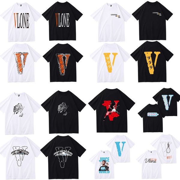 Verano vlone Camiseta de hombre Diseñador de mujer Camiseta Marca de moda Top Hombre Ocio Camisa en forma de V Ropa de lujo Calle Ropa de manga corta Camiseta