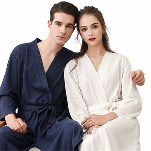 Summer Waffle Couple Bath Bath Robe Kimo Towel Paintes de serviette Men Dring Robe en V-Neck Home Shower Dow