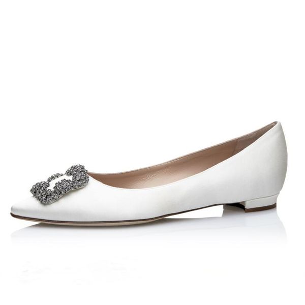 Chaussure de marche d'été femmes sandales de ballet BALLERIMU blanc marine satin bijou boucle ornée italie délicat bouts pointus conception célèbre ballerines chaussure de danse