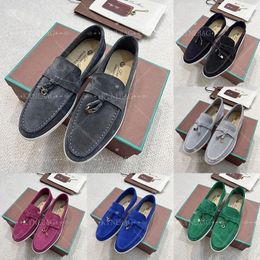 Zomerwandeling Loafers Loro Piano Mens vrouw jurk plat lage top suede lederen mocassins comfort loafer casual schoenen sneakers sturen schoenen en stofzak