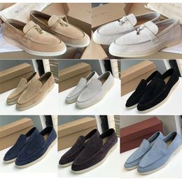 zomerwandeling loafers loro piano heren vrouw schoenen kleding schoenen plat lage top suede lederen mocassins comfort loafer sneakers sturen schoenen en stofzak