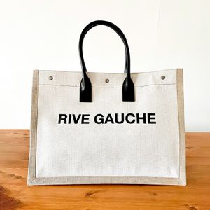 Rive Gauche Raffias Weave Diseñador Beach Travel Bag Fashion Luxury Bag Magens Hombre The Tote Bag Tote Straw Vacaciones Crossbody Baskette Bolsas de hombro