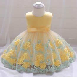 Zomer bruiloft bloemenmeisjes jurk peuter doop doop 1e verjaardag jurk babymeisje kleren prinses bruiloft kanten feest kinderen kostuum