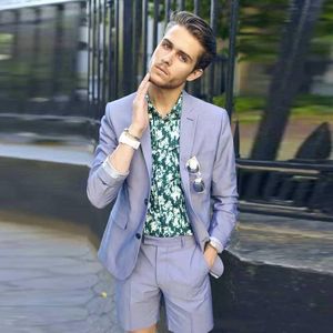 Zomer bruiloft smoking slim fit pakken voor mannen jas en korte broek GroomsMen pak twee stukken goedkope prom formele pakken