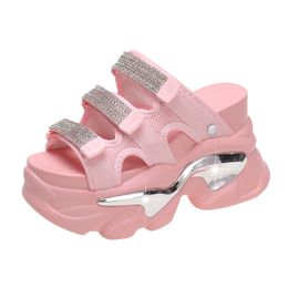 Zapatillas de cuña de verano sandalias y zapatos de suela gruesa de dico gruesas femeninas con un pedal de ocio para mujer A086