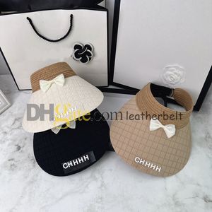 Casquette d'été à large bord pour femmes, casquette de styliste en paille avec nœud en Patchwork, pare-soleil de plage, chapeau avec lettres vides