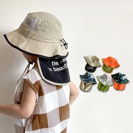 Chapeau de seau à bord large de l'été pour bébé mignon imprimé garçon fille pêcheur de pêcheur amovible uv protectionkids panama chapeaux de soleil 240418