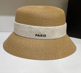 Летние шляпы с широкими полями для женщин Соломенная шляпа Париж Дизайнерские пляжные кепки Модные мужские женские солнцезащитные кепки Casquette 4 цвета Высокое качество3766799