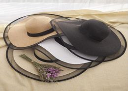 Chapeaux de paille d'été à large bord grands chapeaux de soleil pour les femmes Protection UV Panama disquette chapeaux de plage dames Bow chapeau protection solaire vacances T4953832