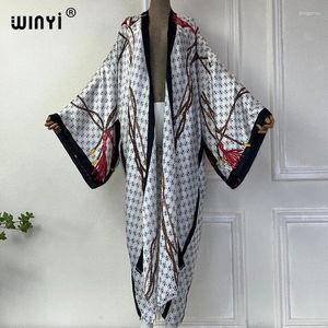 Summer Winyi Africa Kimono Fashion Dress Haby Beach Wear Coping Up Elegant Cardigan Tenues pour les femmes Empestage à imprimé Coat