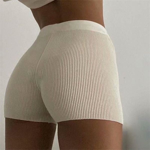 Été femme short mini taille haute femmes moulante noir motard femmes entraînement sueur gym vêtements 210724