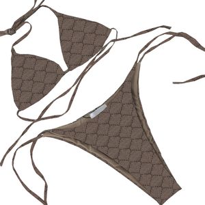 Летний женский комплект бикини с буквенным принтом, купальный костюм, уличный пляжный купальник с пуш-ап, женский купальник с открытой спиной