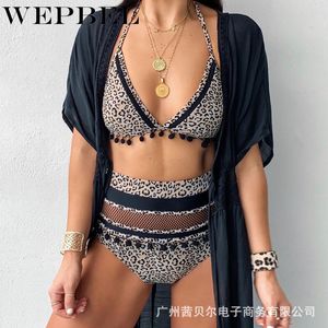 Été femmes Bikini ensemble Spaghetti sangle haut court taille haute maillots de bain imprimé léopard deux pièces Push Up maillot de bain maillot de bain X0522