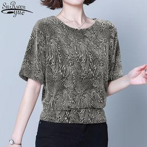 Zomer vrouwen blouse vrouwen base shirt korte mouw top en blouses bedrukte bloemen tops vrouwelijke blusas mujer 14083 210427