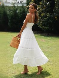 Summer Women Boho Dress Fashion Spaghetti Strap White Beach Party Rating Femme Elgeant Vestidos Casual Vestidos 240412