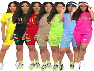 Summer Women Designer 2 pièces courtes sets vêtements décontractés sur tracksuit à manches courtes à manches courtes à manches courtes shorts de vélo de sportswear plus taille 8868168097