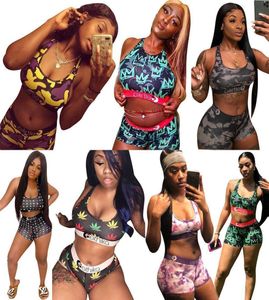 Summer Women Designer Swimsuit Top Vest + Swim Shorts Trunks Boxers Boxers de 2 piezas Patchwork Tiburón Tiburón Traje de baño de camuflaje C6774520897