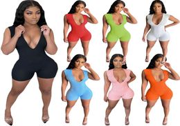 zomer vrouwen jumpsuits bodysuit desinger workout brief geprinte magere korte mouw vneck onesies ananas doek dames yoga sho7788292