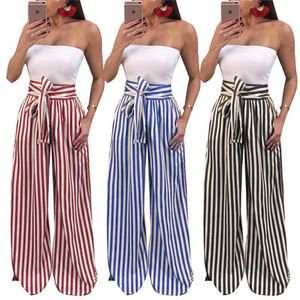 Summer Femmes Palazzo Pantalon large Pantalons à la taille High Taille Plaid Pantalon Lâche Pantalon Lâche Bureau Dames Pantalon Pantalon Élégant Pantalon