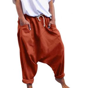 Pantalon d'été pour femmes avec poches à cordon de serrage et entrejambe ample, pantalon long, sarouel, pantalon de sport, streetwear 3XL Y211115