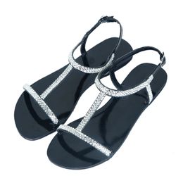 Zomer dames strand kristallen sandalen dame schijnen diamant peep teen schoenen mujer origineel ontwerp boho slipper plus size 240401