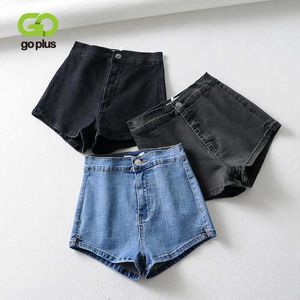 Zomer Dames Denim Shorts Kleding Vintage Skinny Zwart Hoge Taille Shorts Womens Short Jeans Ropa de Mujer Spodenki Damskie 210611