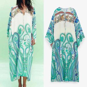 Robe d'été pour femmes Mode Paisley Imprimer Lâche Casual Femmes Robes à manches courtes Robes féminines Vestido Feminino 210430