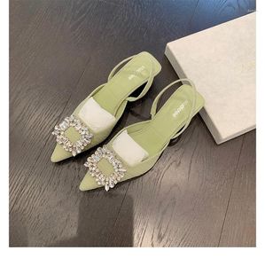 Zomer dames mode 2023 stijl sandalen schoenen zwart satijnen kristal strass pointy teen stiletto stripper slingback hoge hakken 17 716