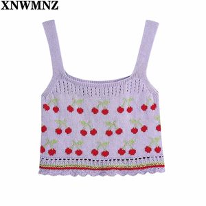 Zomer vrouwen mode jacquard gebreide top vrouwen zoete rechte halslijn brede bandjes vrouw golvende zoom chic gebreide camisole 210520