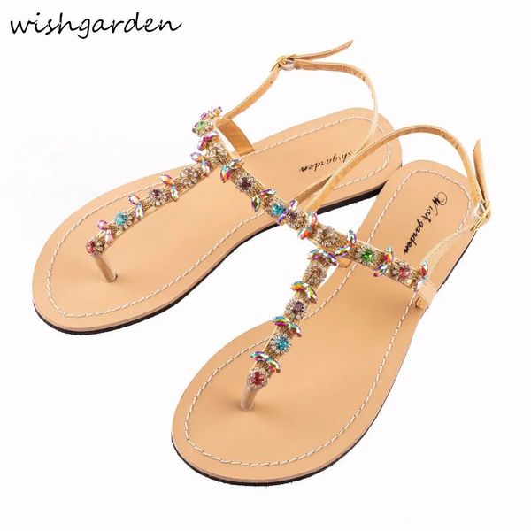 SAMPE FEMMES PLAQUES FLATES SANDESS SANDALS SANDALS LAME BOHEMIE DIAMANT T STRAP STRAP SHOGS FLIP FLOPS SCIPPER PLUS Taille 240402