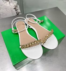 Zomer dames echte lederen bodem sandalen mode metalen bal decoratie zijden ketting hoge hakken 9 cm show feest trouwjurkschoenen maat 35-43