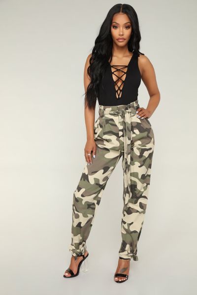 Été femmes dames Camo Cargo taille haute pantalon décontracté lâche militaire Combat Camouflage Jeans crayon armée vert 1iwc