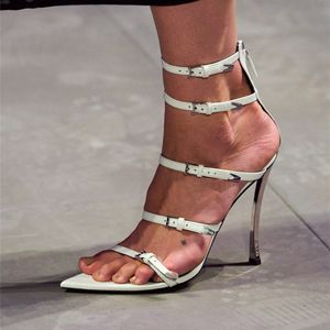Zomer dames nieuwe sexy slanke hak sandals sandalen modelshow Paris Fashion Week Metal Shoes