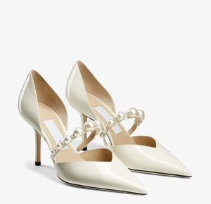 Zomer dames sandalen gericht op ondiepe mond schoenvet parel decoratieve hoge hakken feest bruiloft EU 35-43 originele doos cool
