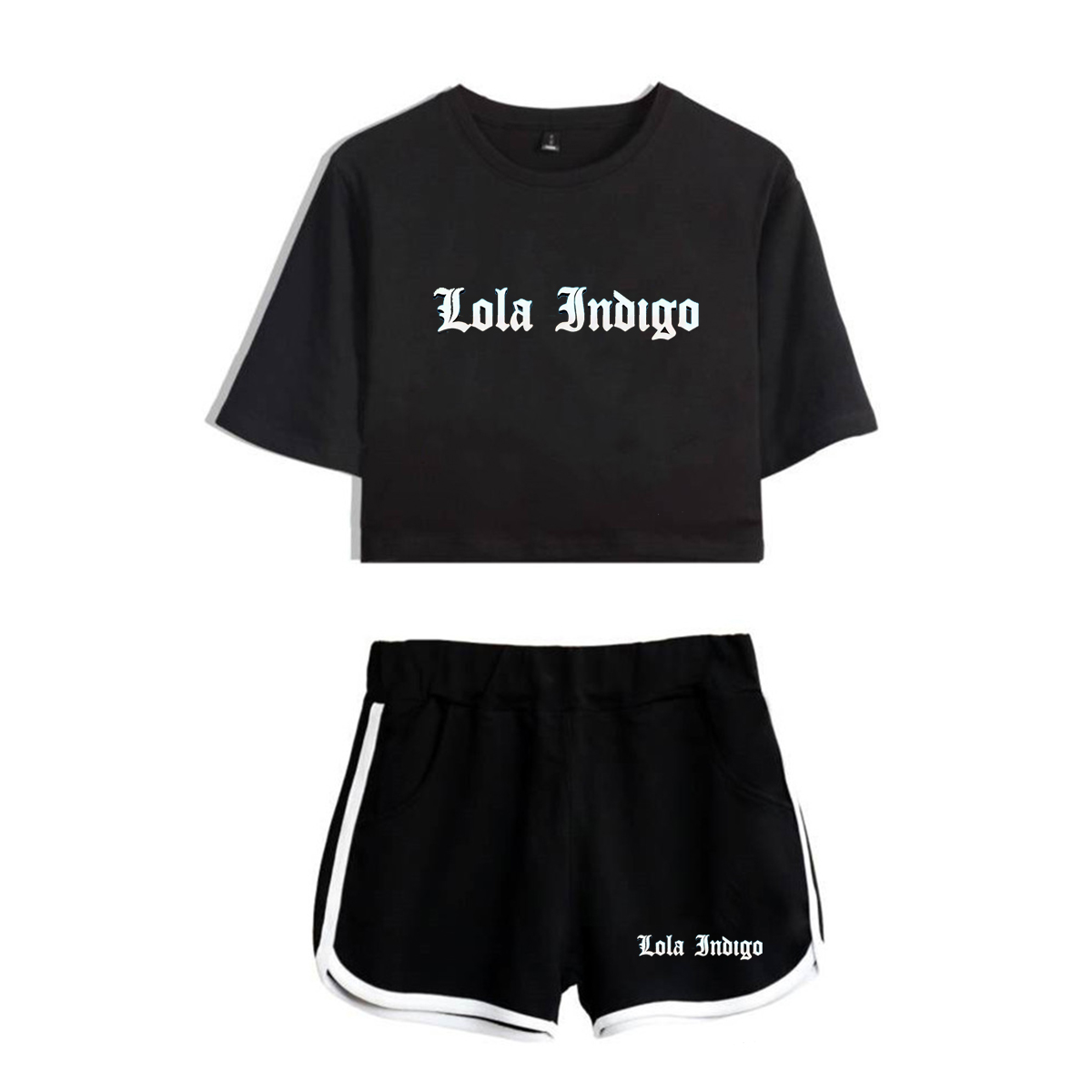 Summer Women's Sets Lola Indigo Merch Short Sleeve Crop Top and Shorts Sweat Suits Women Tracksuits Two Piece Outfits Streetwear