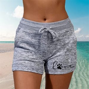Summer Women S Shorts Love Cat Claw Printing Elastic High Taille Casual Sport Fitness Running Running Overe Vrouw Sweatpants S 5XL 220622