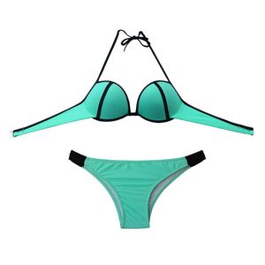 Zomer dames underwire cups bikini set badmode zwemzwempak biquinis brasileiro badpak groen brutaal brutaal bodem Braziliaan