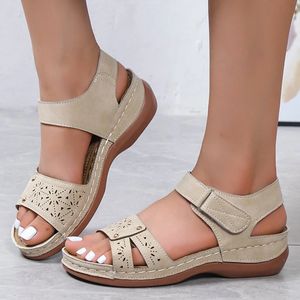 Été femmes sandales mode bout ouvert décontracté élégant femmes sandales coin boucle chaussures femme orthopédique sandale 231227