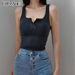 Zomer Vrouwen Sexy U-hals Solid Mouwloze Tank Tops Tree Fungus Trim Basic Crop Top Koreaanse Harajuku Y2K Kleding 210709