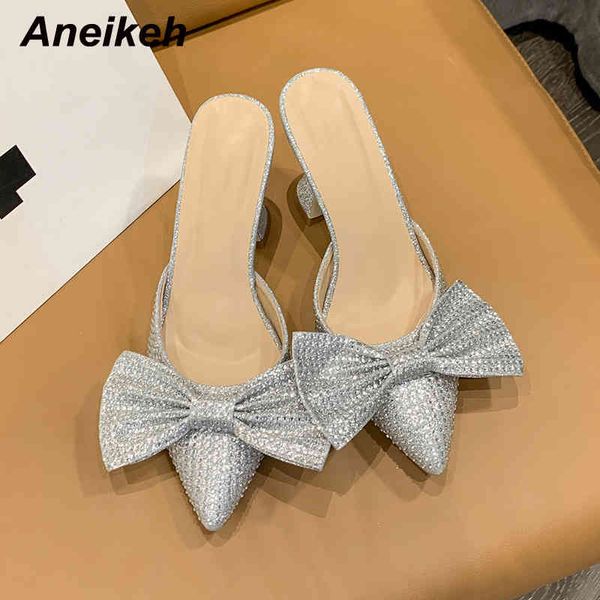 Summer Women Shoes Tlide PVC Spike Talons Butterfly-Knot Sexy Solid Outside Silvery Taille 35-41 Fashion Party 210507