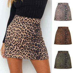 Zomer vrouwen korte rok 2024 Leopard Ins Couture Faux Quality Pack Hip Sexy rok hoge taille ritszoet WSL43 240402